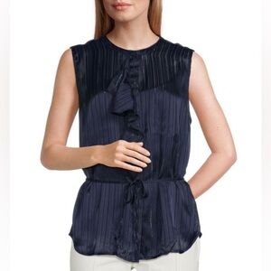 NWOT 7 FOR ALL MANKIND Sparkle Ruffled Sleeveless Top SZ L